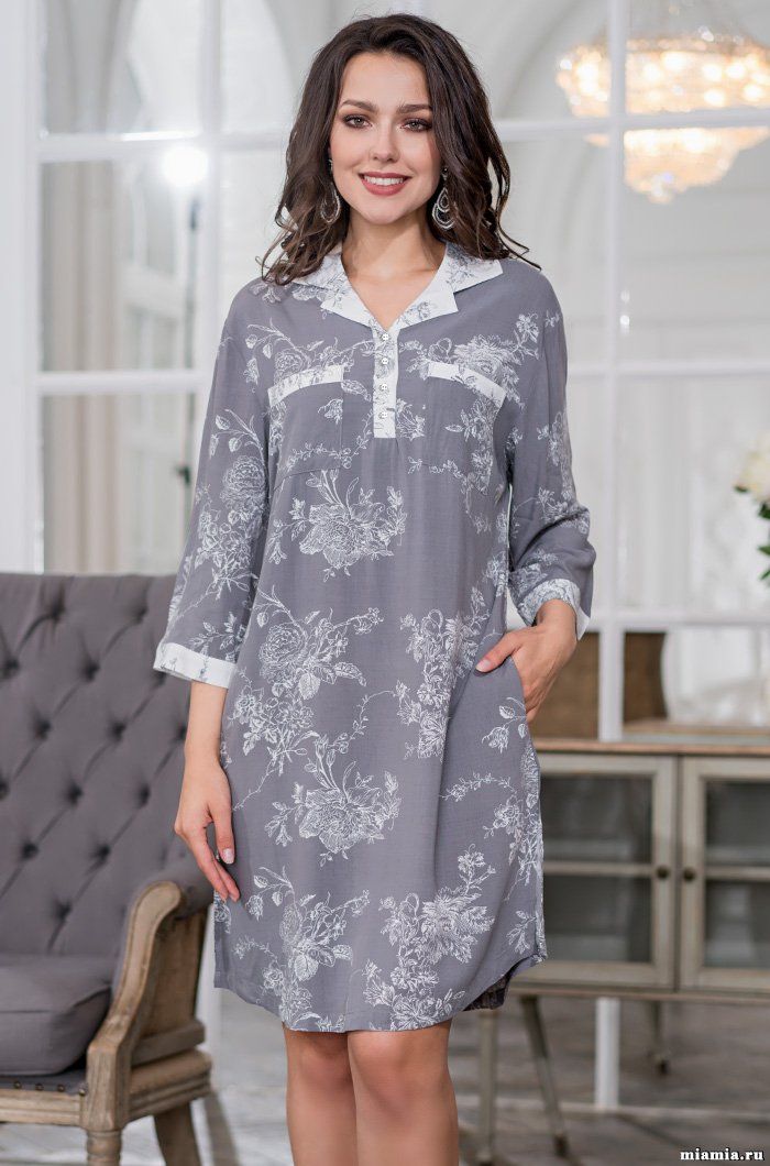 Туника Mia-Mella 6527 Collett — бело-серый